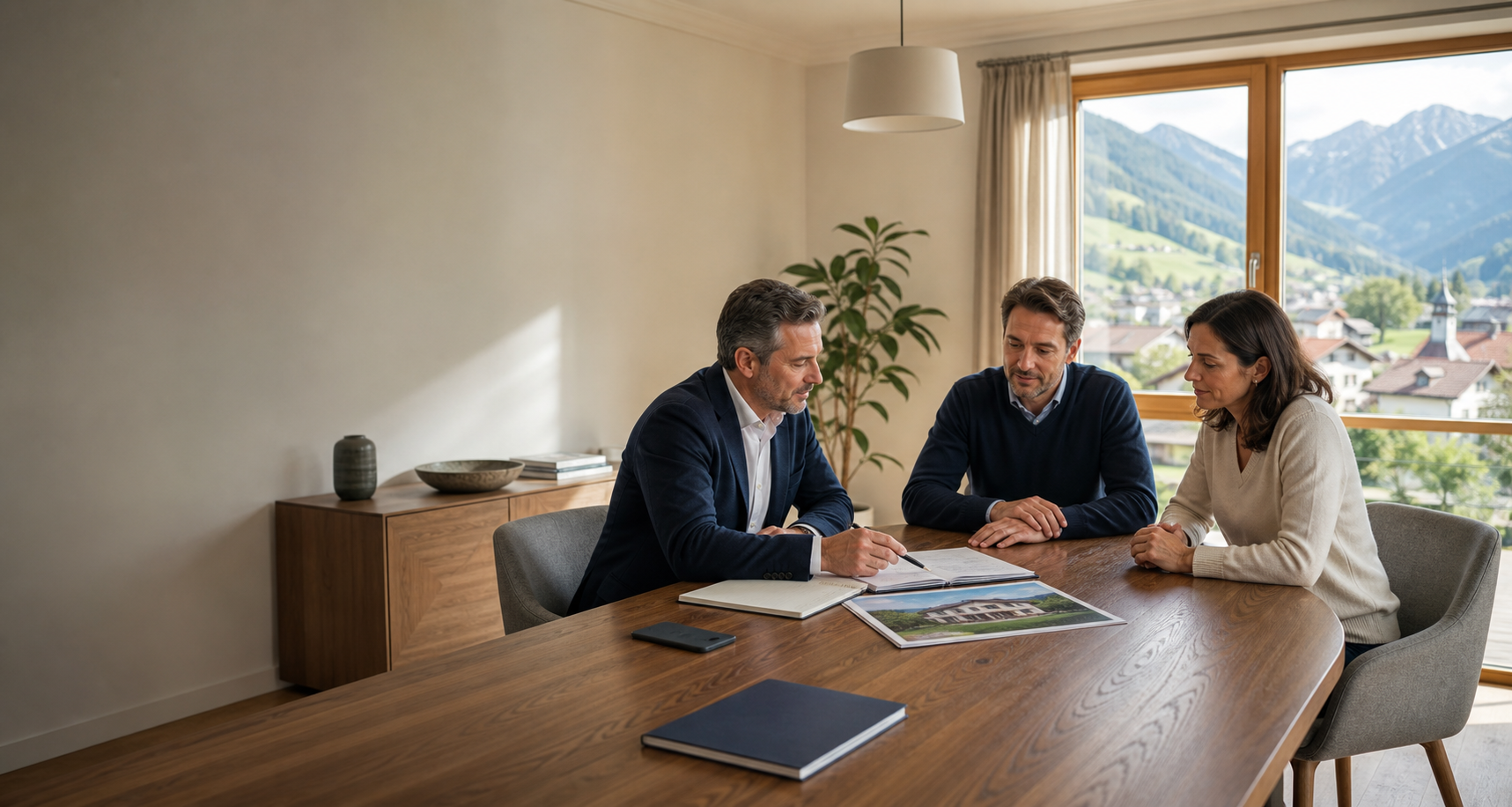 Ruhiges Beratungsgespräch zu Immobilie, Betriebsstandort und Sale-and-Lease-Back.